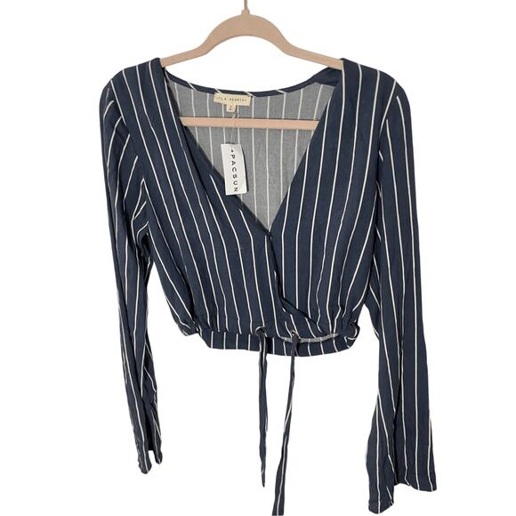 NWT Pacsun LA Hearts Long Sleeve Crop Top Small Sailor Nautical Stripe Kidcore - Picture 1 of 6